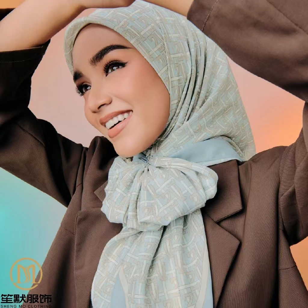 Malaysia Popular Classic digital print Long voile cotton hijab for Muslim women  beautiful hijab