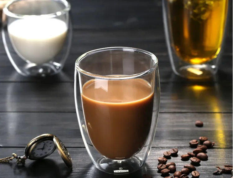 
250ml 350ml 450ml Glass Coffee or Tea Mugs Drinking Glasses Double Wall Thermo Cups for Espresso Latte Cappuccino 