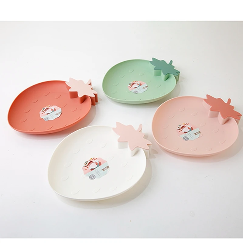 Креативная Фруктовая тарелка в форме клубники, домашняя тарелка для закусок, пластиковая тарелка для фруктов