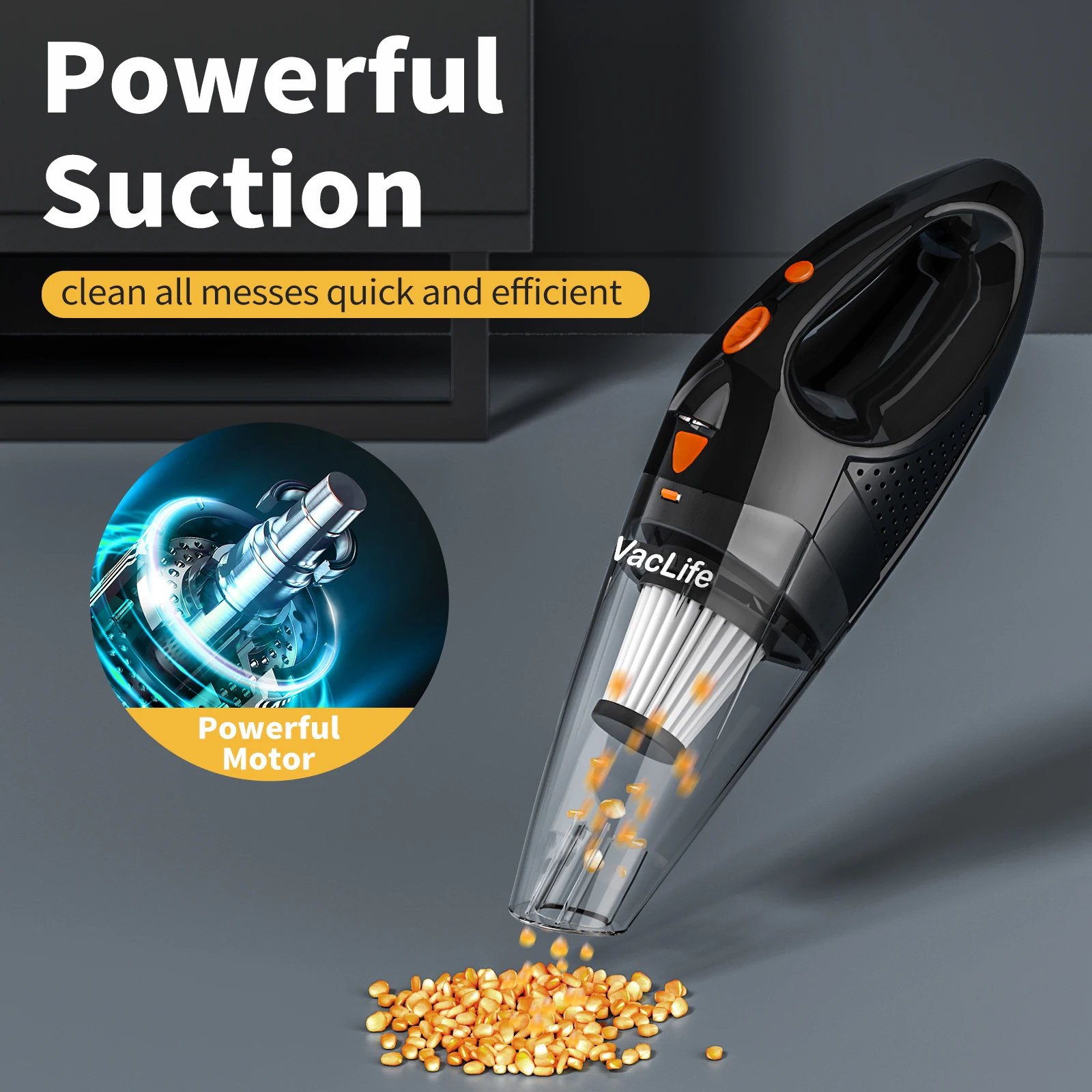 VacLife cost-effective Portable Car Vacuum Cleaner Cordless Rechargeable Handheld vacuum Cordless rechargeable pet hair vacuum