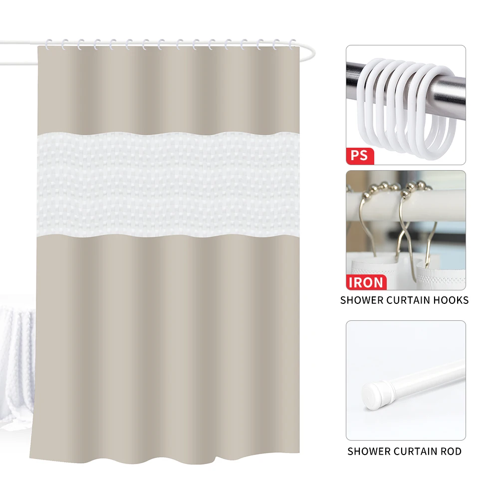 Splicing PEVA Plastic Shower Room Curtain, Waterproof and Mildew-proof, Home Hotel Bathroom Applicable