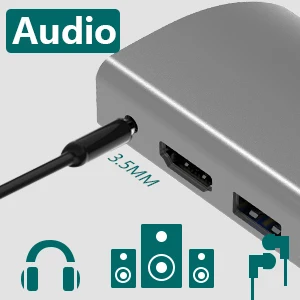  87 Вт алюминиевого сплава ABS USB3.0 типа Type-C feamile PD и аудио порт 9 в 1 взаимный обмен данными между компьютером периферийными устройствами зарядное устройство
