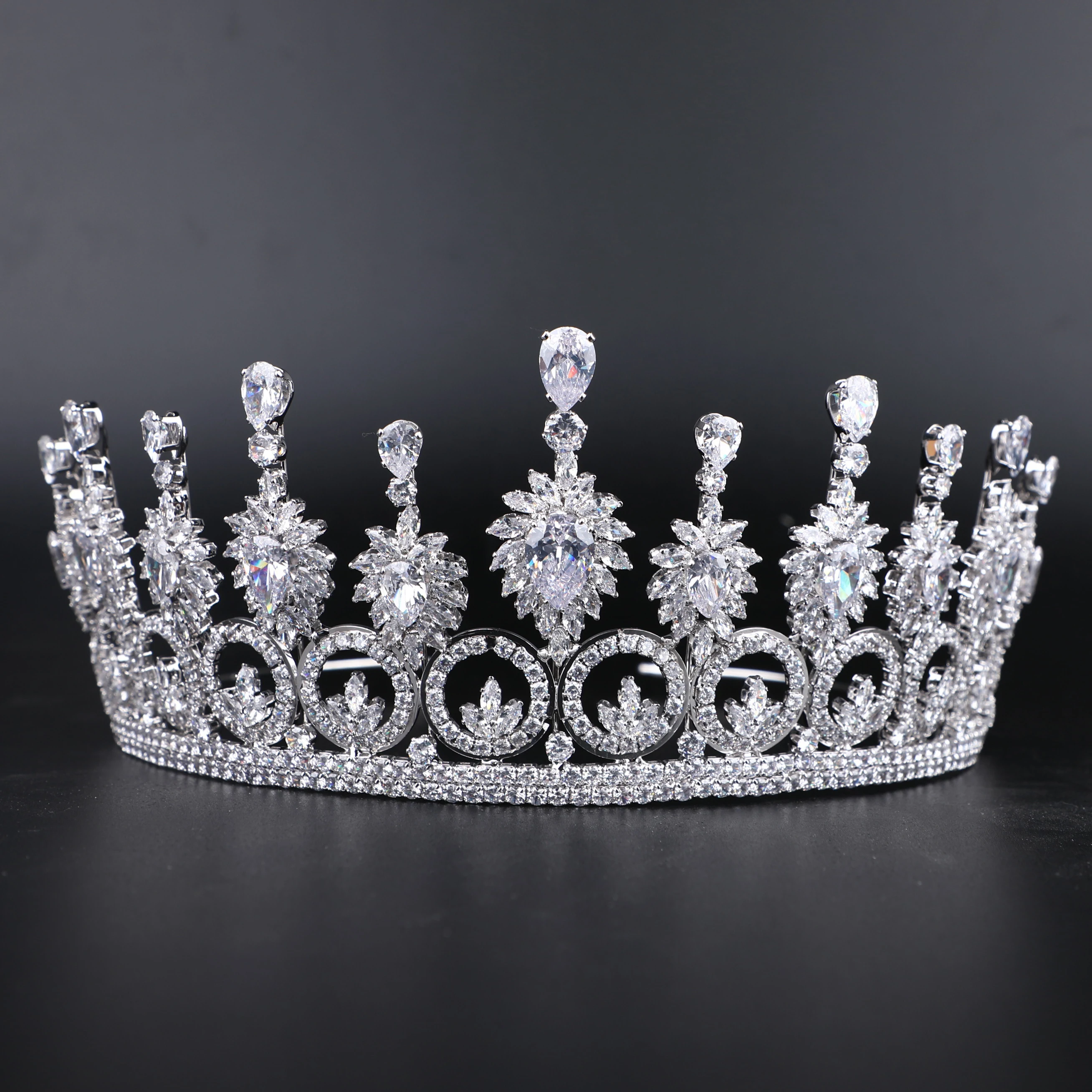 Platinum Plated/ 24K Gold Plated Tiara Wedding Hair Accessories Bridal Crown Tiaras High Quality Women Bride Queen Hair Jewelry