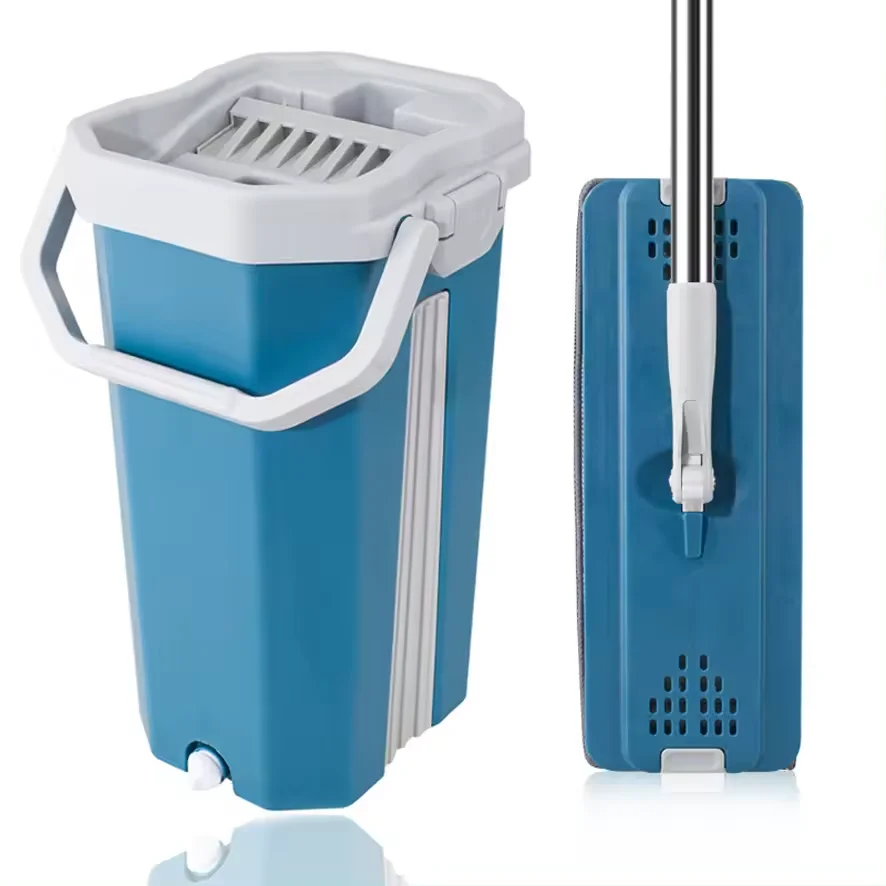 Large size lazy person no wash flat mop and inner box with mop bucket