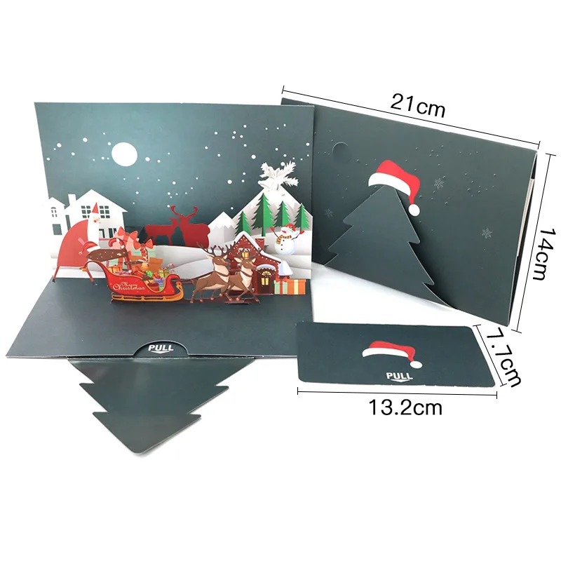  Wholesale Holiday Gifts Christmas Card Luxury Art Paper Decoration 3 D Pop Up Happy New year Thanksgiving Day