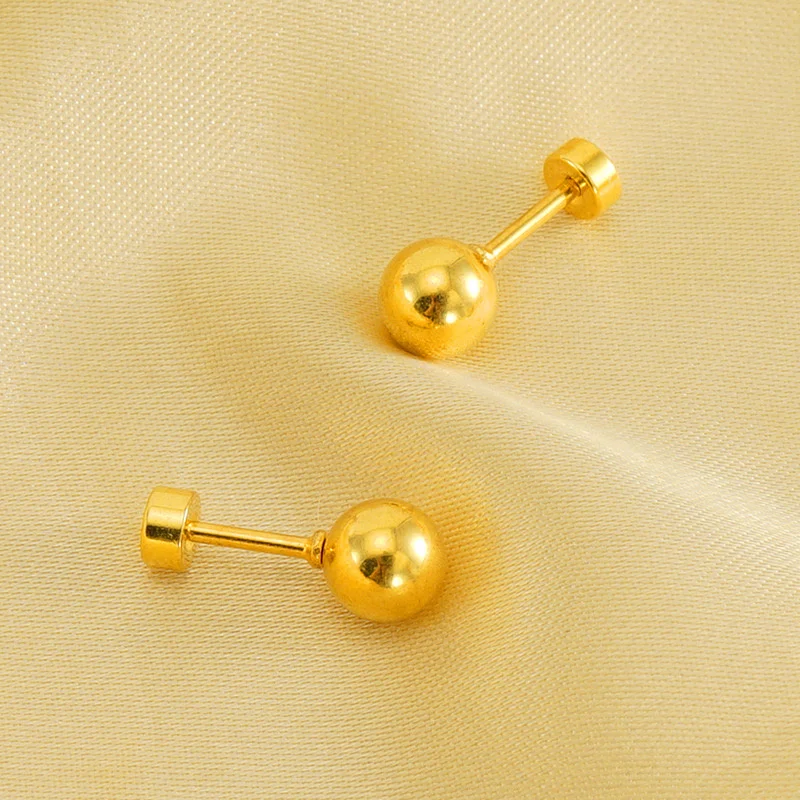 Stylish high polished base all-match stainless steel ball stud earrings for women wearing jewelry gifts