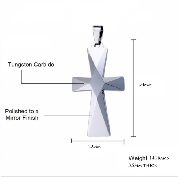 High Quality Korean Style No Tarnish Tungsten Steel Waterproof Cut Pattern Blank Cross Choker Pendant Necklace