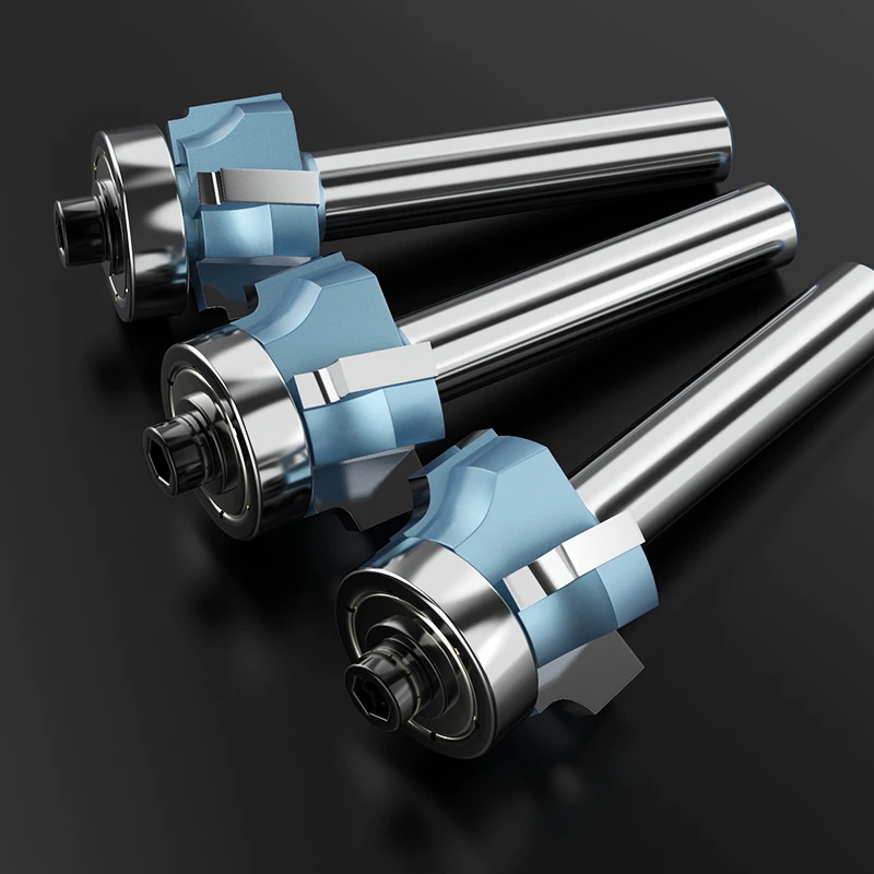 HUHAO four flutes round over flush trimming bit classical plunge router bits woodworking milling cutter with bearing