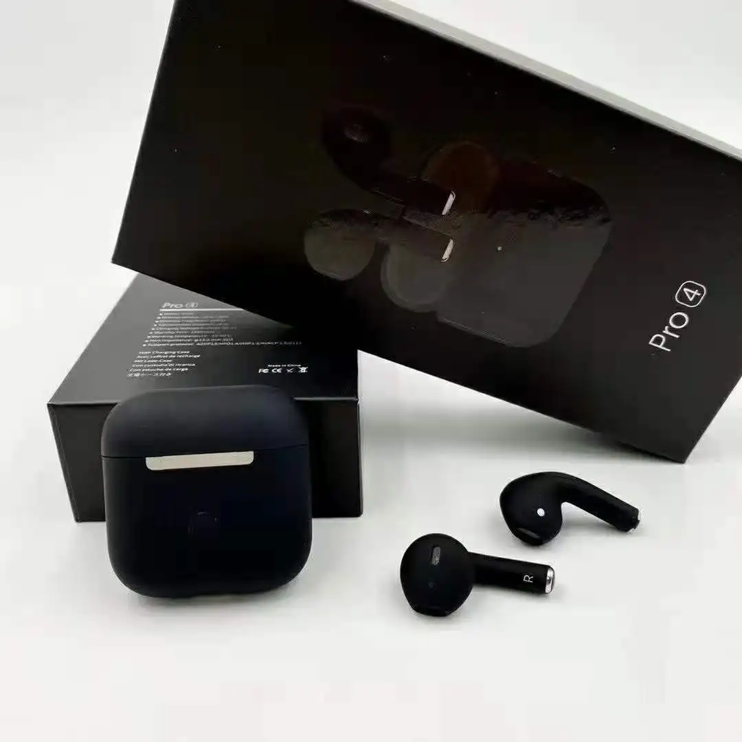 Черные беспроводные наушники Pro 4 TWS Bt v5.0 TWS наушники Air Pro 4 с футляром для беспроводной зарядки