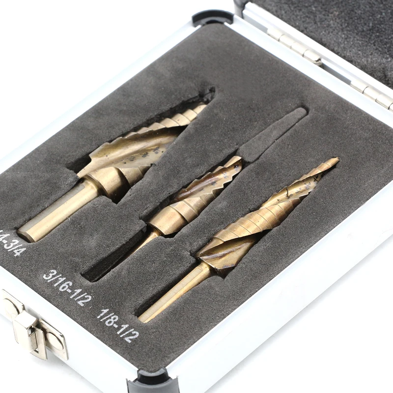 12 Years Old Factory HSS Step Drill Bit 3pcs Step Drill Set High Quality for Metal Drilling