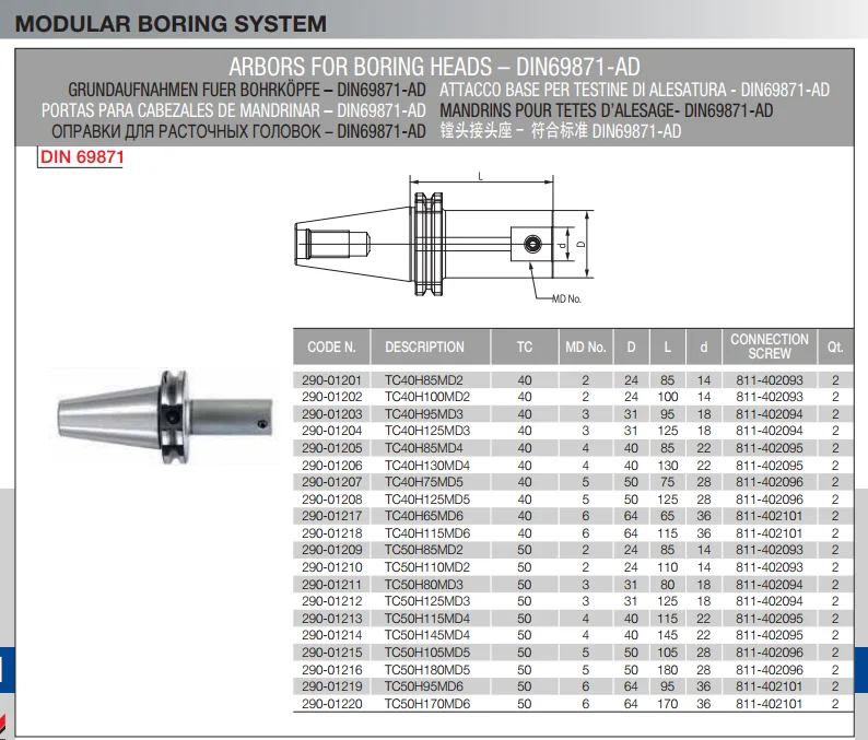 KINTEK Italy cheap price arbors for arbors for boring head DIN69871-AD type china supplier