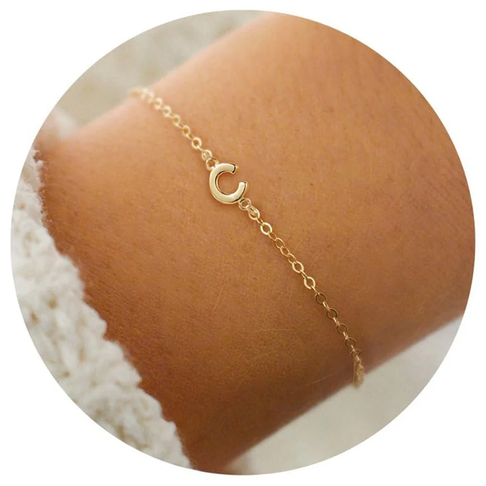 A to Z 26 Letter Pendant Gold-Plated Stainless Steel Couple Bracelet Easy Match Accessories Anniversaries Charm Bracelets