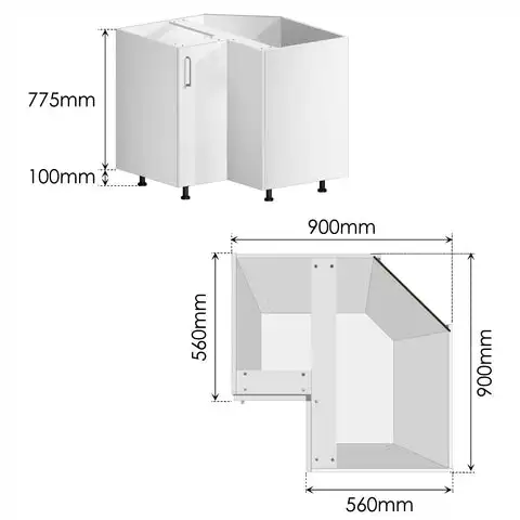 Chipboard Particle board Corner Kitchen Cabinet Matt White Base Module Modular Kitchen Cabinets