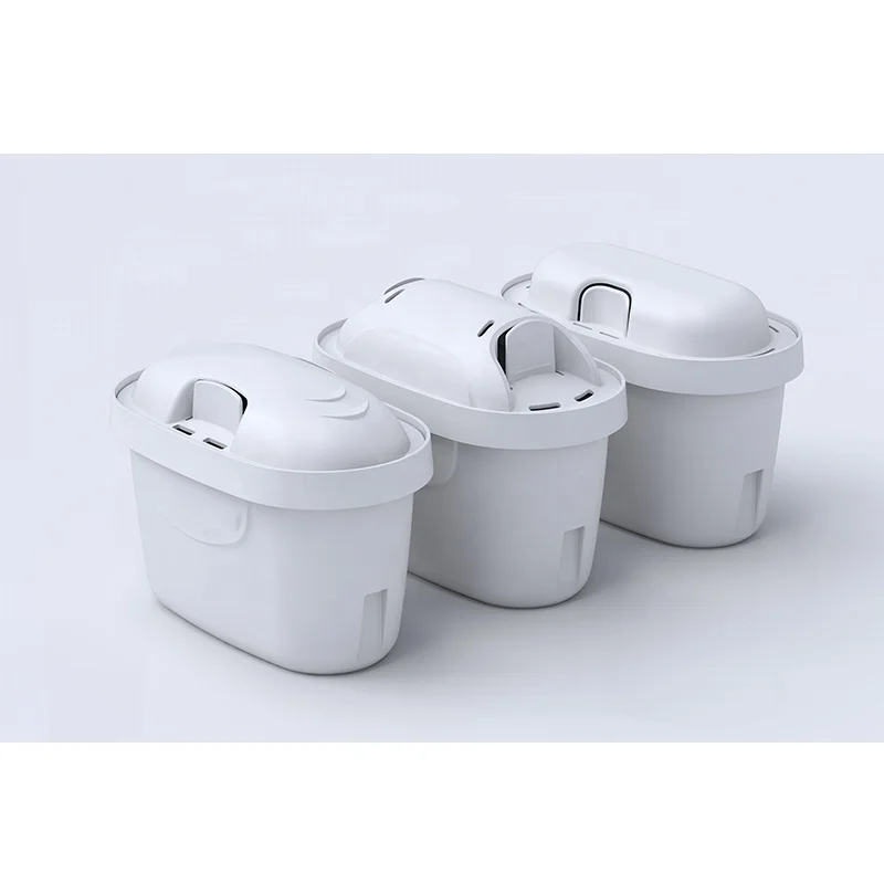 Water pitcher filter cartridge with activated carbon granular and ion-exchange resin reduce chlorine taste odor individual pack