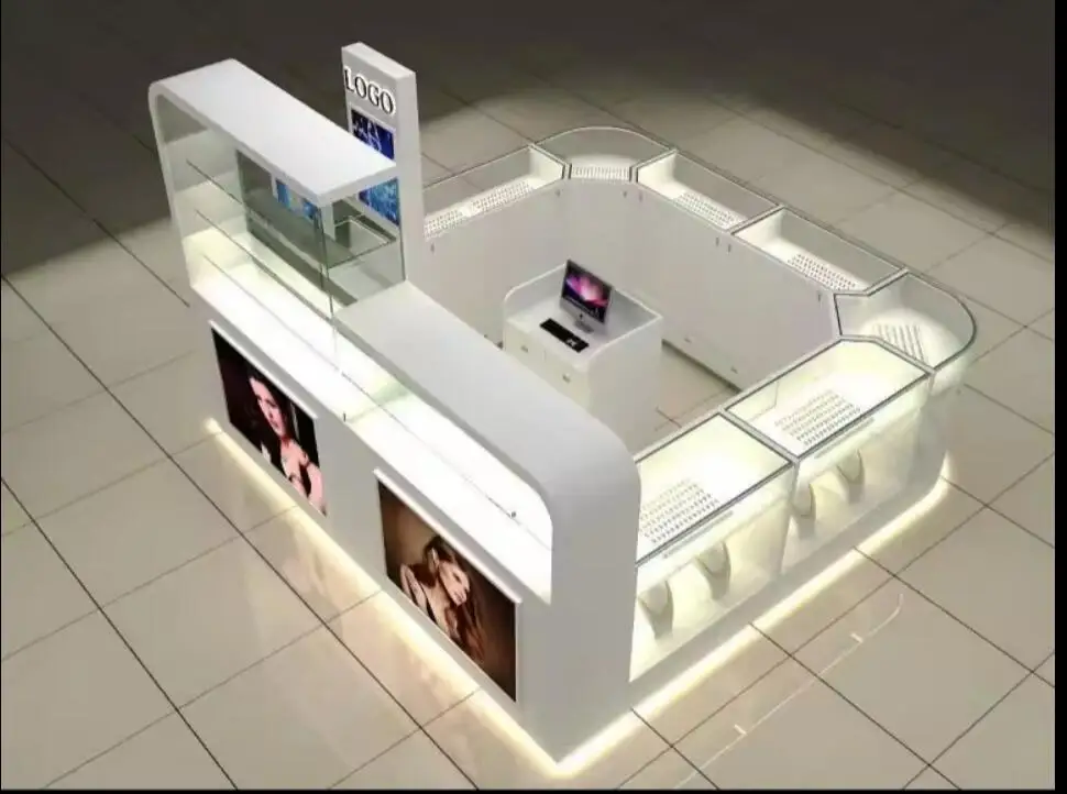 Mujiang China Factory Direct Sale Jewellery Display Kiosk for Jewelry Store Watch Store Glass