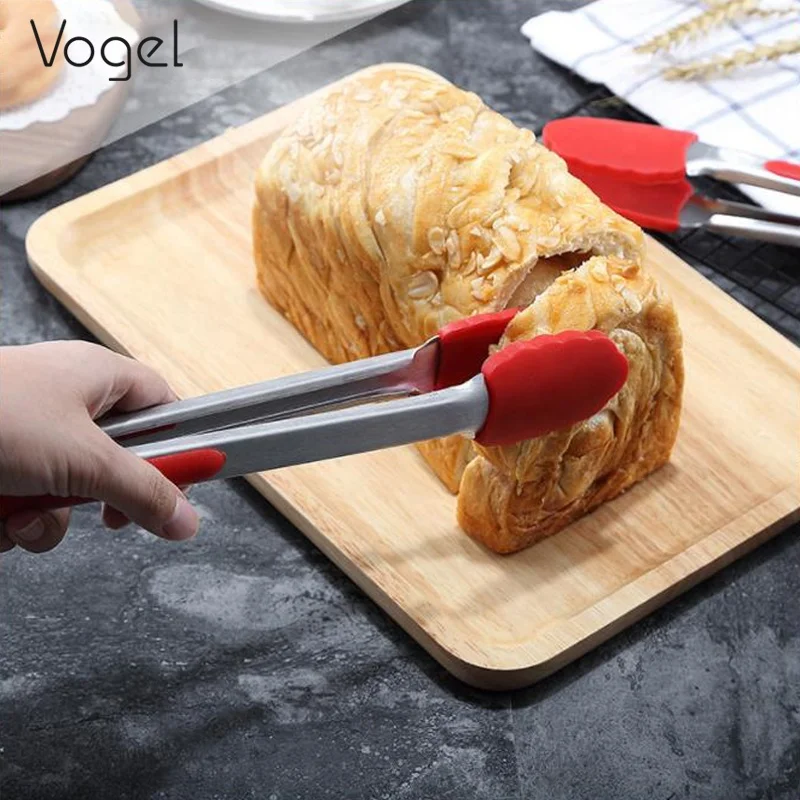 7 Inch Kitchen Small Silicone Tong Cooking Serving BBQ Bread Food Tongs Clip
