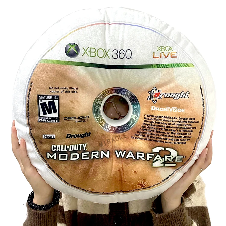 designer video gaming disc cd circle pillow case control  form die cut game round throw cushion pillow cover
