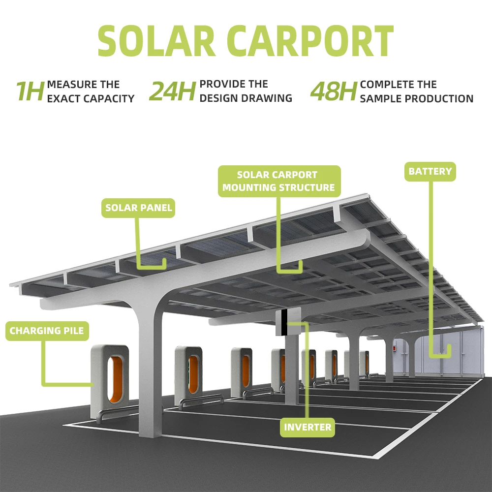 New Innovation waterproof four metal solar carport double car steel structure