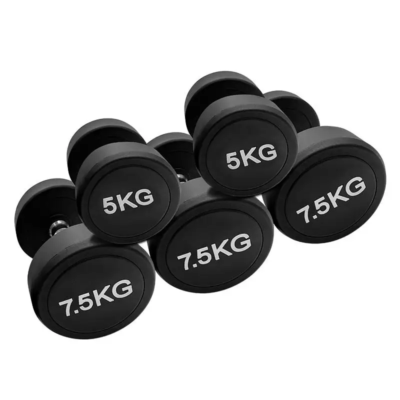Gym Equipment Weightlifting Cast Iron Round Head Rubber Dumbbell Custom Bodybuilding Dumbbell
