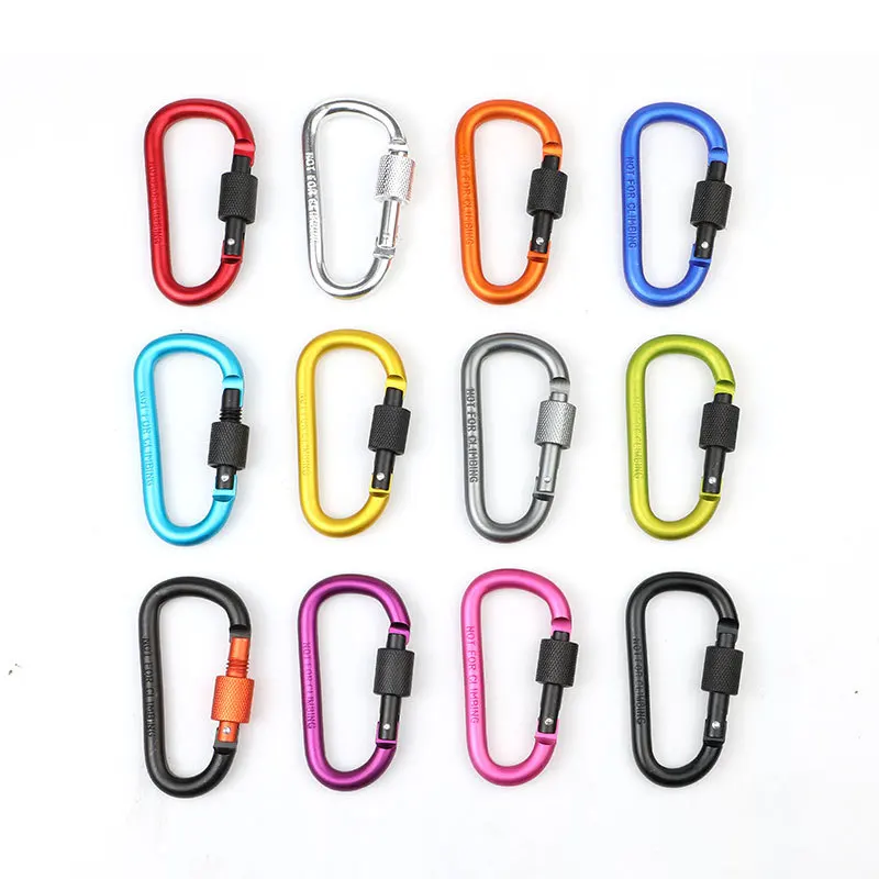 Outdoor Aluminum Mini Locking D Carabiner Hook Metal Keychain Carabiner Clip