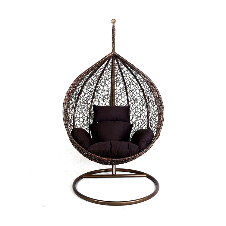 Durable outdoor rattan furniture wicker single swing hanging chair