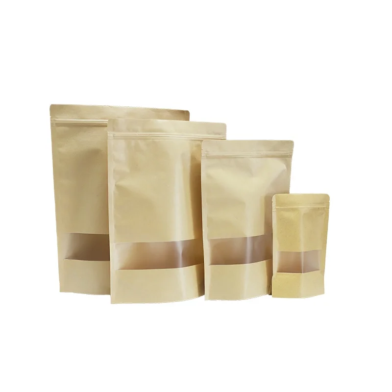
Custom Bolsas doypack transparents bolsa kraft rosa stand up ziplock brown kraft paper bags 