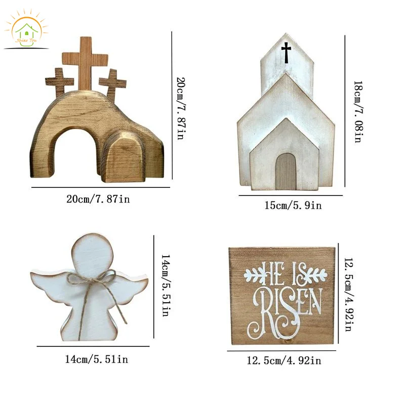 Custom Easter Decor Resurrection Scene Jesus Nativity Scene Christ Statue Wooden Cross Empty Tomb Easter Set Ornament