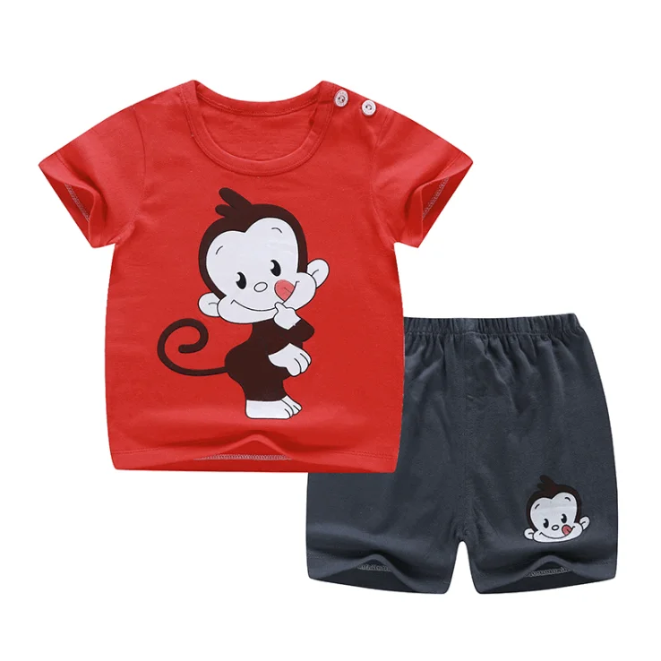 
children clothing set boy girls Summer Short Sleeve shirt and short Boys Cotton Clothes Sets kids Pajamas 