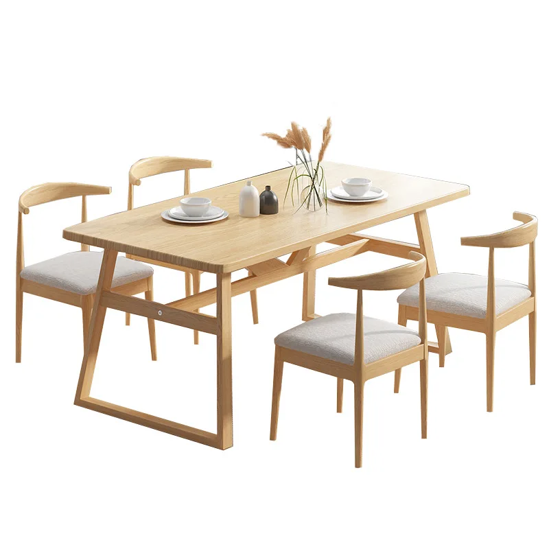 Modern design MDF restaurant wooden dining table with metal frame