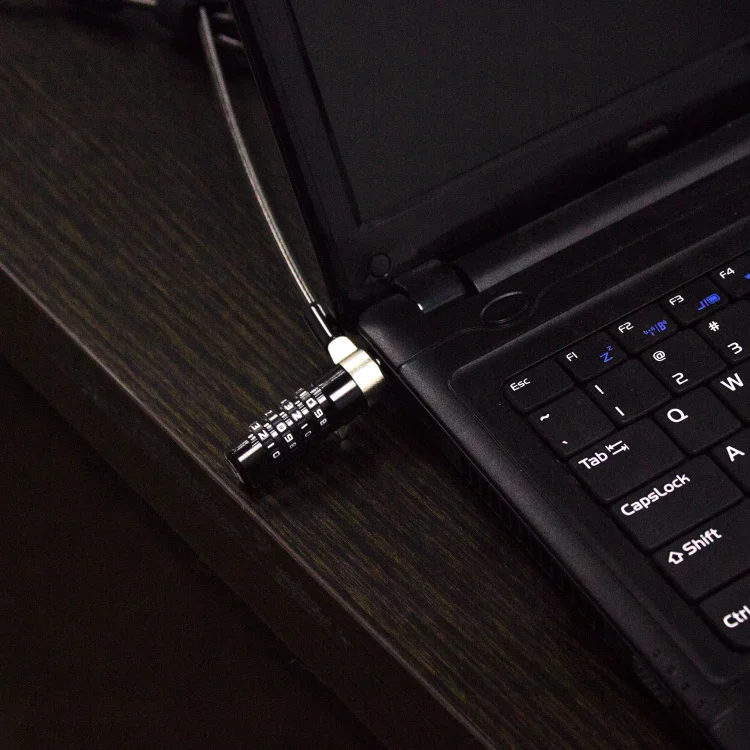 Anti-theft laptop security combination lock noble wedge cable lock slot with black steel wire rope for DELL laptop