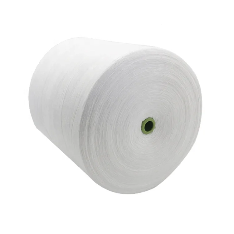 20s6 virgin material, raw white, shaped polyester bag closing thread factory price, bag closer thread