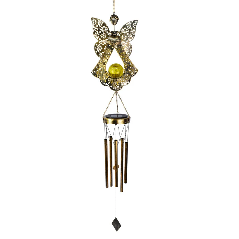 Led Solar Wind Chimes Light Outdoor Waterproof Hanging Aeolian Bells Solar Lamp With Moon Star Shape For Garden Party Decor