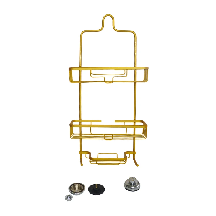 Manufacturers Supplies Gold Aluminum Metal 3Tier Hanging Portable Kitchen Corner Shower Caddy Storage Holder with Suction Cup