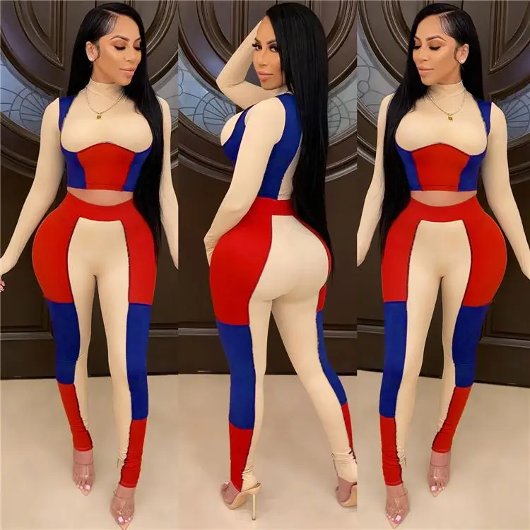 
High Quality Patchwork Crop Top Long Sleeves Winter Women Clothes 2021 Two Piece Set Women Clothing Two Piece Tracksuits High Quality Patchwork Crop Top Long Sleeves Winter Women Clothes 2021 Two Piece Set Women Clothing Two Piece Tracksuits 