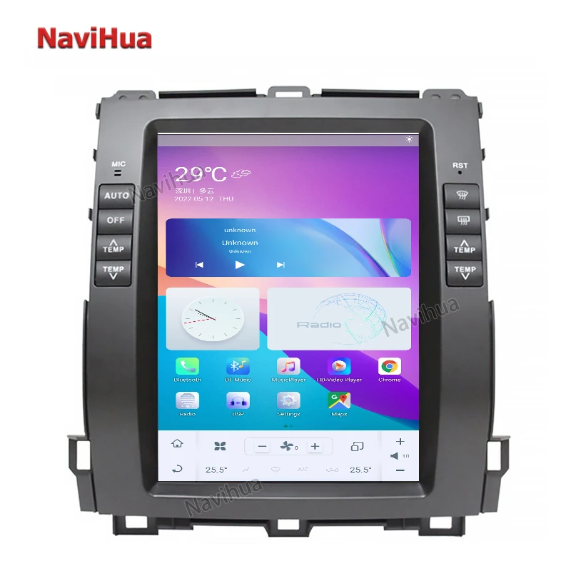 NaviHua 10.4 Inch Vertical Navigation System GPS Auto Radio Car DVD Audio Player for Tesla Toyota Prado 120 for Lexus GX470