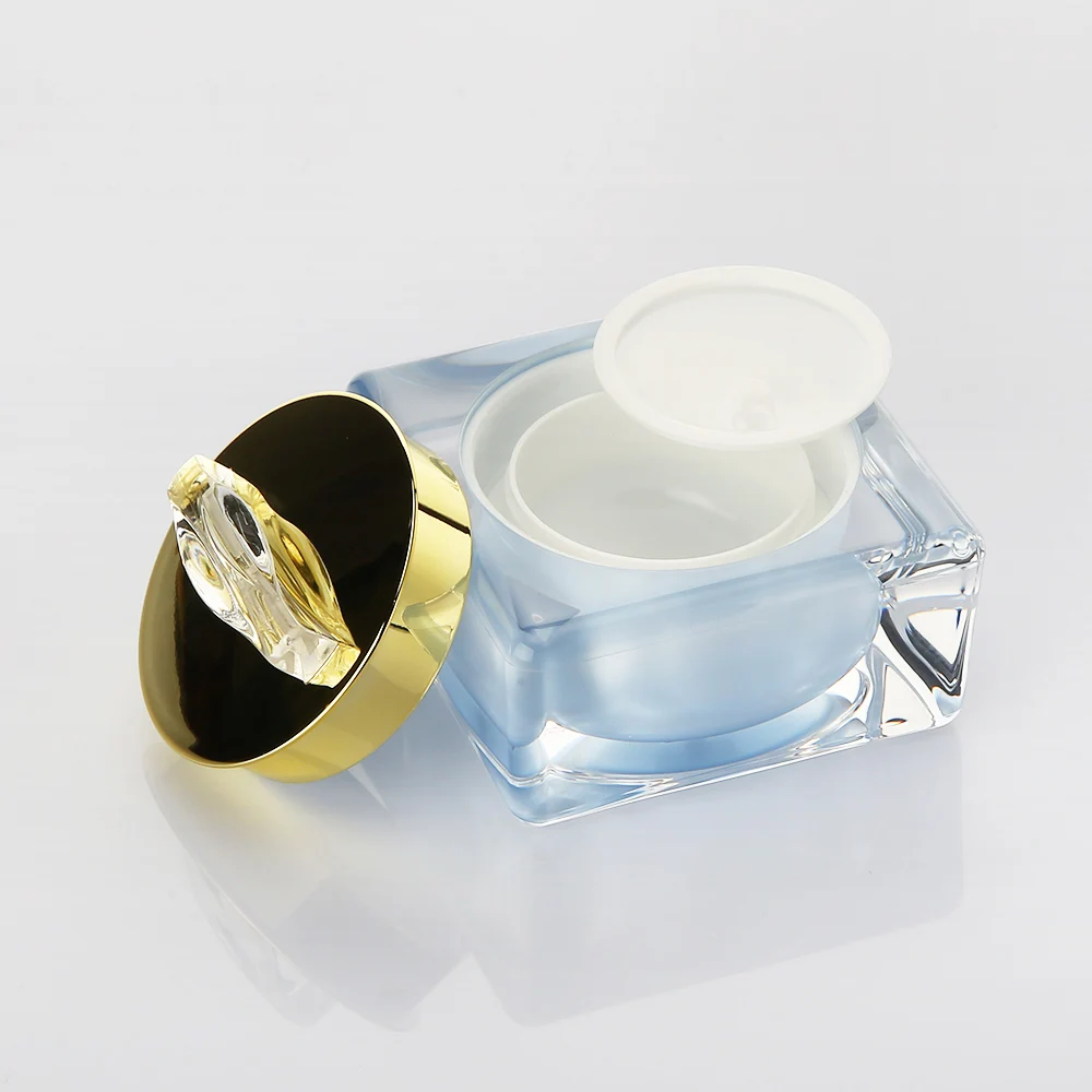 Luxury Square 30g 50g Acrylic Material Cosmetic Cream Jar Container Clear Crystal Plastic Jars in Stock