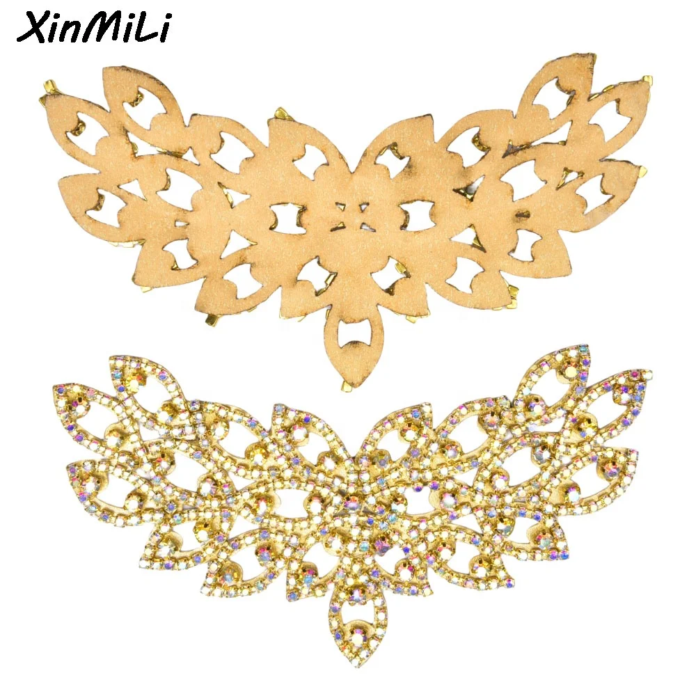 Rhinestone Crown Patches Embroidery Crystal Shoes Flower Apparel Applique for Bridal Dress Hats Bags Clothes Decoration