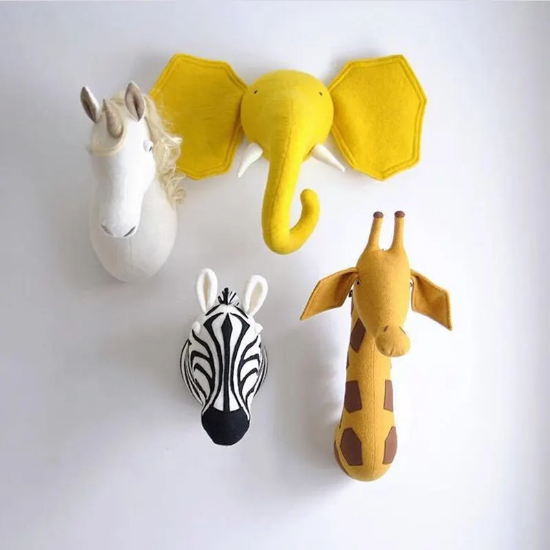 Hot Sale New INS Nordic cute animal head wall decoration kids room decoration hanging Elephant baby room home animal decoration
