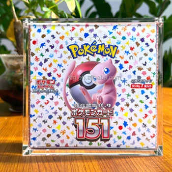 TCG  Wholesale Clear Japanese Pokemon Cards 151 Booster Box Acrylic Display  Case  With Magntic Lid 151 Japanese BB Box Case