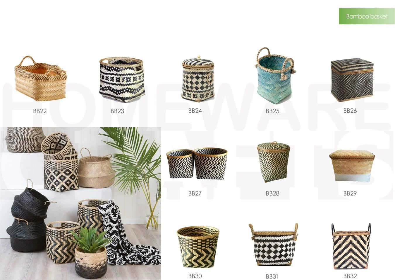 Cheapest products natural bamboo wicker baskets for household storage hand made woven wholesale home decoration items Vietnam