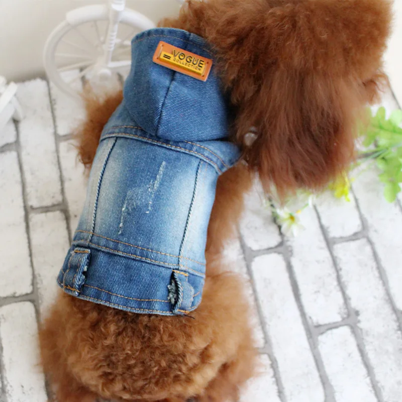 Fashionable Jeans Small Dogs Teddy Pet Puppy Clothes Dog Denim Vest Pet Jeans