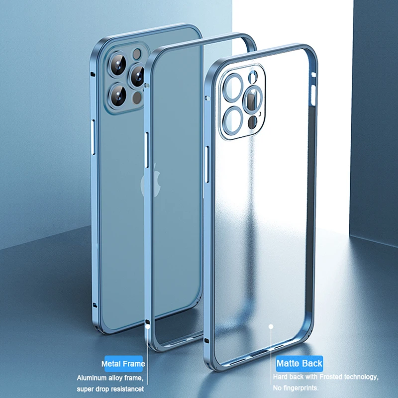 Aluminum Alloy Metal Bumper Case for iPhone 13 12 Pro Max with Full Body Protective Camera Slim Matte Back Cover No Fingerprints