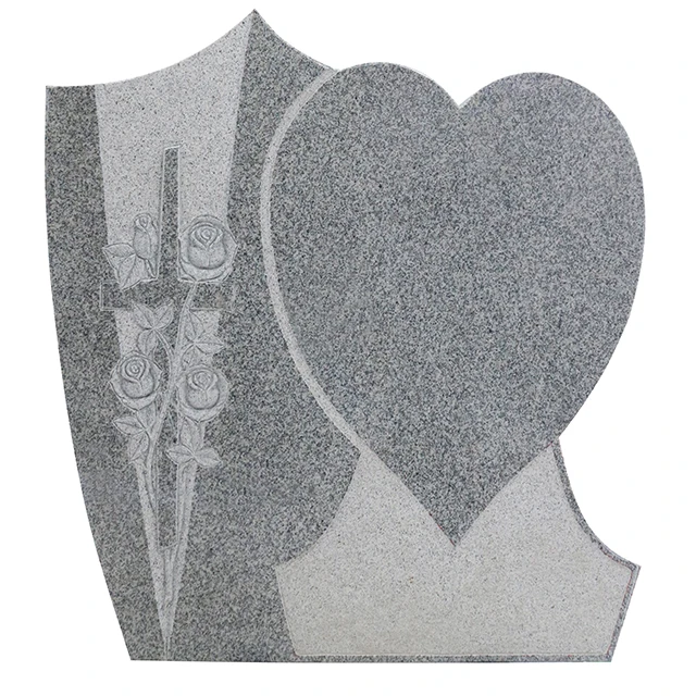 G603 китайский серый гранит двойное сердце цветы гравировка памятные надгробия камни