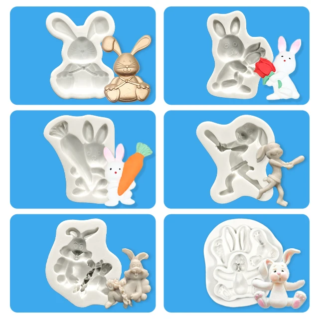 Easter Bunny Eggs DIY Chocolate Cake Baking Tool Custom Logo Moulds Sleeping Baby Silicone Molds 3d Flower Silicone Mold