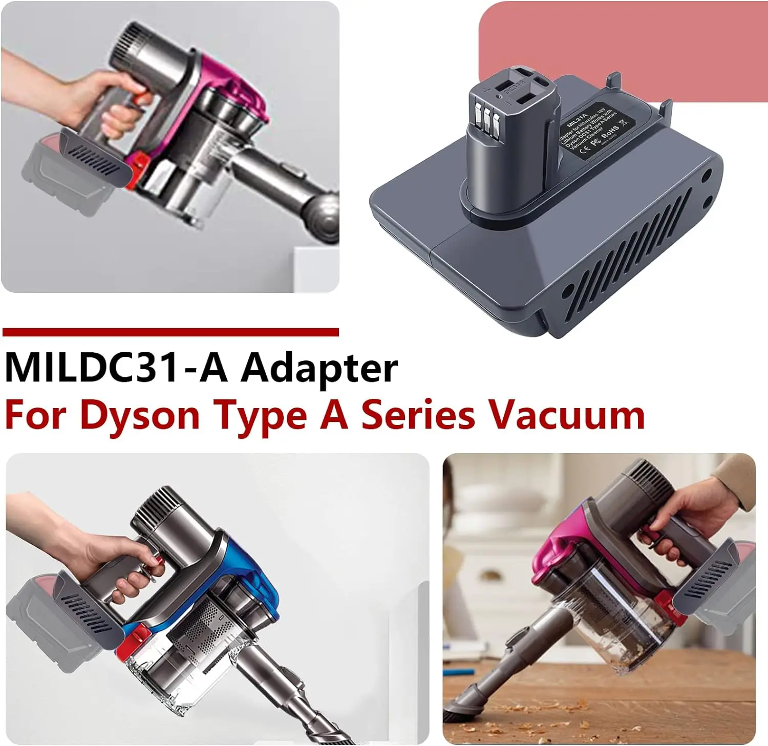 MIL31A Adapter for Mil waukee M18  18V Li-ION Battery Convent for Dyson Type-A DC31 DC34 DC35 DC45 Handheld Cordless Vacuum