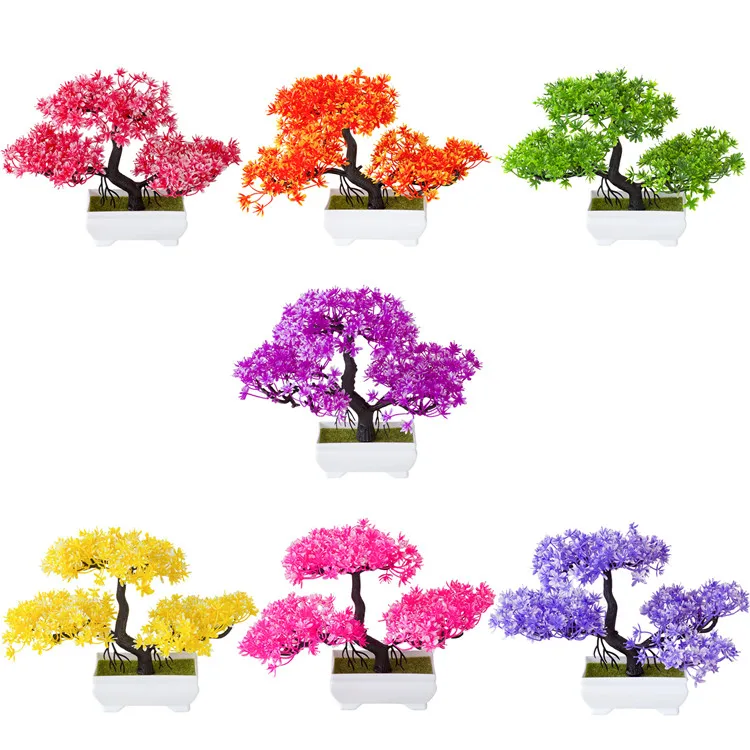 Nordic Wind Creative Home Hotel Decoration Plastic Artificial Small Bonsai Plant Tree For Indoor Mini Bonsai Tree With Pot