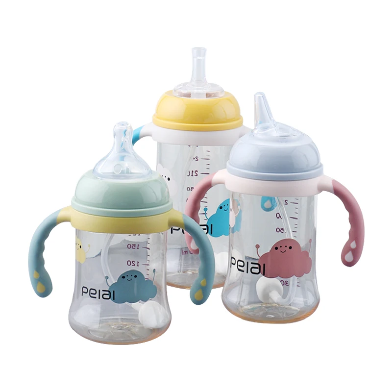 New wholesale plastic Customized bpa free cute cartoon printed milk feeding baby bottle