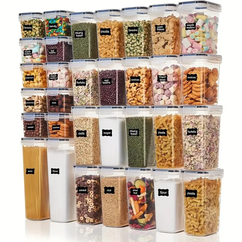 Air Tight Cereal Flour Plastic Kitchen Pantry Organization Canisters dry airtight Food Storage Containers with lids