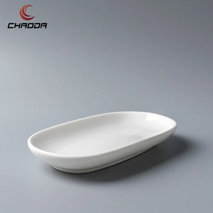 CHAODA Oval Shape high quality Ceramic Dishes 6.5 Inch Fine Porcelain Plates For Stars Hotel