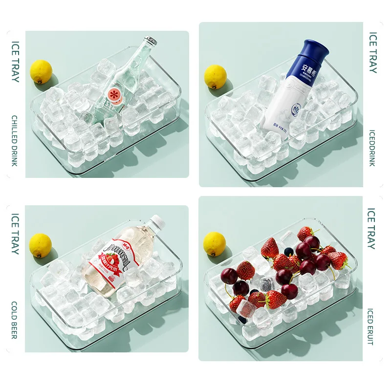 Ice Cube Trays Easy-Release Ice Cubes Maker with Spill-Resistant Removable Lid Baby Food ice cube tray